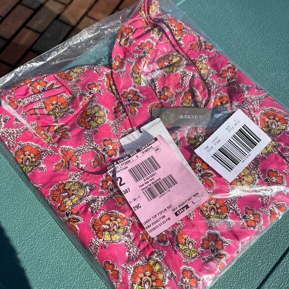 J Crew Collection Puff-sleeve Squareneck Top in Ratti® Pink Blooms Print NWT - Picture 5 of 11